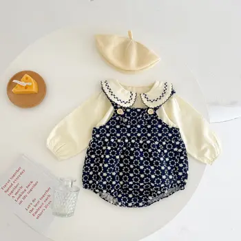 0-3 Yaşında Bebek Tulum Bahar Kore Pamuk Romper Bebek Kız Bodysuit Uzun Kollu Tırmanma Takım Elbise Yeni Doğan bebek nesneleri