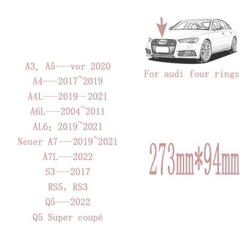 1 adet 273*94mm Audi dört yüzük etiket modifiye ön araba etiketi A3A5A4A4LA6L NeuA7 A7L S3RS5RS3Q5 ön etiket Amblemi Aksesuarları