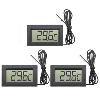 1 Takım Dijital LCD Termometre İle 1 M NTC Probe Siyah ABS İçin Buzdolabı, dondurucu, Buzdolabı, Akvaryum