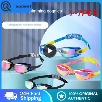 1 ~ 7 ADET Profesyonel Renkli Çocuk Silikon yüzme gözlükleri Anti Sis UV yüzücü gözlükleri Su Geçirmez Silikon Yüzmek Gözlük