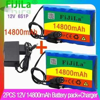 100 % orijinal 12V pil paketi 14.8 Ah 18650 şarj edilebilir lityum iyon batarya paketi kapasitesi DC 12.6 V 14800mAh CCTV Kamera Monitör