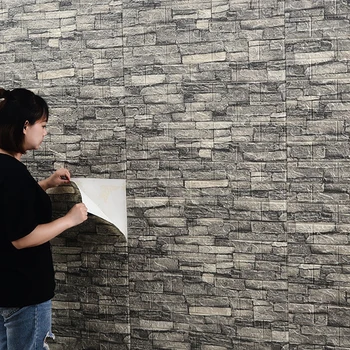 12 Adet 35cm x 30cm Oturma Odası Taklit Tuğla Su Geçirmez Kendinden yapışkanlı Duvar Kağıdı 3D duvar çıkartmaları