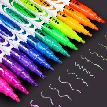 12 renkli Akrilik işaretleyici kalem Seti Su bazlı boya kalemi Öğrenci Profesyonel El boyalı DIY Cam Seramik Grafiti Fırça