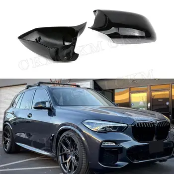 2 Adet / takım Araba yan görüş aynası kapatma kapakları Parlak Siyah Arka yan ayna kapağı BMW X5 G05 2019 + Araba Styling