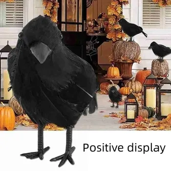 2023 Cadılar Bayramı Siyah Karga Süs Simülasyon Karga Hayvan Modeli Kuş Korkunç Oyuncaklar Korku Sahne Cadılar Bayramı Partisi Ev DIY Dekorasyon