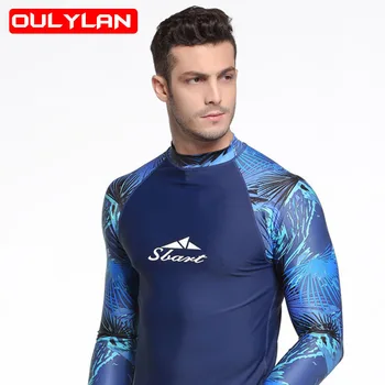 2023 Erkek dalgıç kıyafeti Uzun Kollu Yüzme Gömlek Spearfishing Sörf Dalış Üst Slim Fit Yüksek Elastikiyet Sörf Mayo