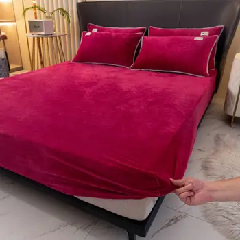 2023 Yeni Düz Renkler Çarşaf Kış Yatak Örtüsü Dört Köşe Elastik Bant İle yatak çarşafı Yatak Odası Yatak Örtüsü 1 ADET