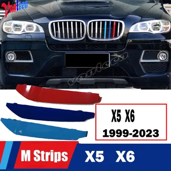 3 adet ABS BMW X6 E71 E72 F16 G06 X5 E70 E53 F15 G05 Araba Yarış Izgarası Şerit Trim Klip M Spor Aksesuarları 2020 2021 2022