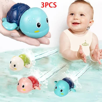 3 ADET Bebek Banyo Oyuncakları Toddlers Banyo Sevimli Yüzme Kaplumbağalar Clockwork Oyun Su Bebek Wind-up Oyuncaklar Çocuklar için Okul Öncesi Havuzu Oyuncaklar