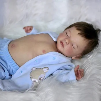 45 CM Erkek Sam Tüm Vücut Vinil Bebe Reborn Bebekler 3D Boyalı gerçekçi yenidoğan Bebek Kök Saç çocuk için oyuncak Muñecas Reborn