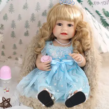 55 CM Yumuşak Tam Vücut Silikon Reborn Yürümeye Başlayan Kız Bebek gerçekçi Prenses Bebe Reborn Menina Bonecas Presente Brinquedos