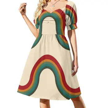 70s Retro Tarzı Çizgili elbise uzun kollu elbiseler gece elbisesi lüks elbiseler