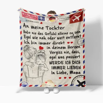 Alman Mektup Flanel Battaniye Çocuklar İçin Erkek Kız Hediye Piknik seyahat yatağı kanepe Sandalye Uygulanabilir Tüm Sezon Mesaj Atmak Battaniye