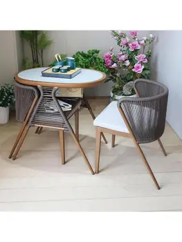 Balkon Küçük Masa Ve Sandalyeler Alabilirsiniz Yaratıcı Kombinasyonu Ev Kamışı Üç parçalı Takım Elbise Küçük Aile Modeli