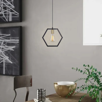 Basit altıgen tasarım avize lamba e27 Modern aydınlatma tavan lambası tasarım Metal Nordic kolye ışık