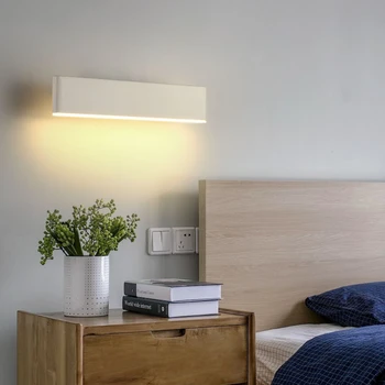 Basit Modern LED Alüminyum Akrilik Duvar Lambası Otel Yatak Odası Başucu Koridor 360 Derece Dönen Okuma Lambası