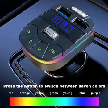 Bluetooth 5.3 Araba FM Verici kablosuz Bluetooth Rulo MP3 Çalar Şarj Çağrı Tekerlek Hızlı Handsfree Araç PD USB Çift Ada J8V5