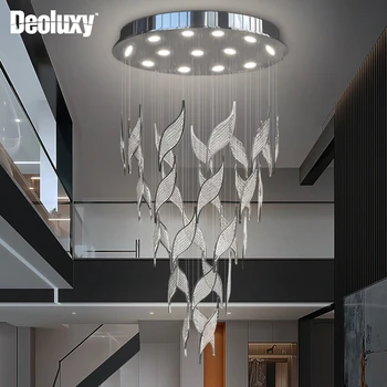 DEOLUXY Modern avize merdiven lüks yaratıcı tasarım ev dekor uzun kristal aydınlatma armatürü lüks salon kristal cilası