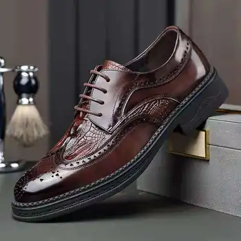 Erkek deri ayakkabı Moda Derby Erkek Lüks Resmi ayakkabı Düğün Ayakkabı Erkek Oxford Klasik Iş Rahat rahat ayakkabılar