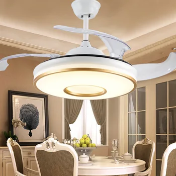 Fan lambası görünmez yeni oturma odası led tavan vantilatörü basit yemek odası atmosfer modern yatak odası elektrikli fan lambası