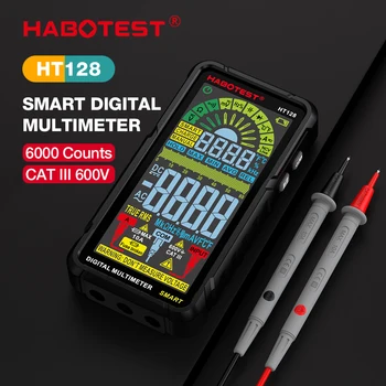 HABOTEST HT128 Şarj Edilebilir Dijital Profesyonel Multimetre temassız voltmetre AC / DC Voltmetre LCD Ekran akım test cihazı