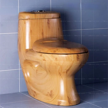 Hakiki ahşap baskı sifon seramik tuvalet masif ahşap renkli tuvalet yapışık tuvalet kişilik yaratıcı tuvalet Closestool WC