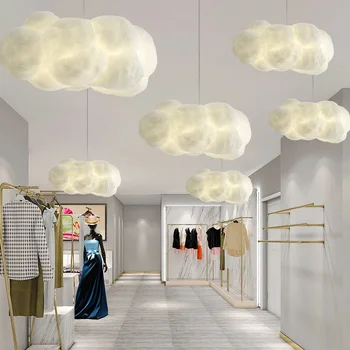 Iskandinav LED pamuk beyaz bulut asma lambalar Modern sanat ticari kolye ışıkları yaratıcı çocuk yatak odası dekoratif ışık