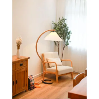 Iskandinav modern minimalist katı ahşap kumaş tek sandalye küçük tembel sandalye balkon sandalye tekli koltuk yatak odası eğlence odası