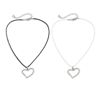 Içi boş kalp Gerdanlık kolye takı Y2K Aksesuar hediye Kadınlar için klavikula zinciri E0BE
