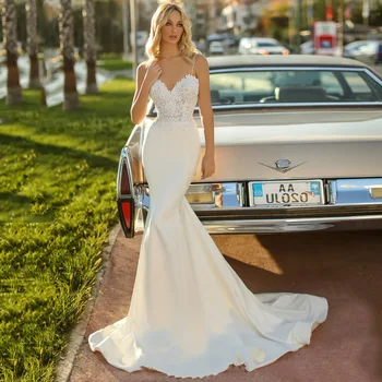 Işık düğün elbisesi Saten Yüz 2023 Yaz Yeni kadın Beyaz Basit Seyahat Ateş Balık Kuyruğu Gelin Sutyen Kore Tarzı Dışarı Çıkmak Elbise D