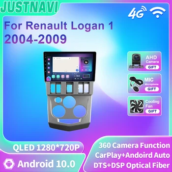 JUSTNAVI QLED Renault Logan İçin 1 2004-2009 Android 10 Araba Radyo Çalar GPS Navigasyon 4G WIFI Carplay Otomatik DSP No 2 Din DVD