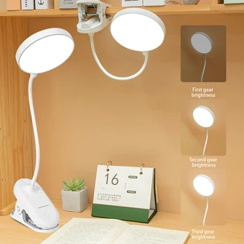 Klip LED masa lambası Dokunmatik 3 Renk Karartma Göz Koruması Gece Lambası Masaüstü USB Şarj Edilebilir Çalışma Odası Başucu masa lambaları