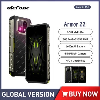 Küresel Sürüm Ulefone Zırh 22 Sağlam Telefon 6.58 İnç FHD + 8GB + 256GB 64MP Gece Kamera 33W 6600mAh 4G Android 13 Akıllı Telefon NFC