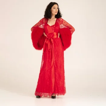 Kırmızı 2 Adet kadın Kıyafeti İpek Sling Cilt Dostu Sabahlık Konfor Pijama Dantel Elbise Ev Tekstili Pijama Özelleştirilmiş