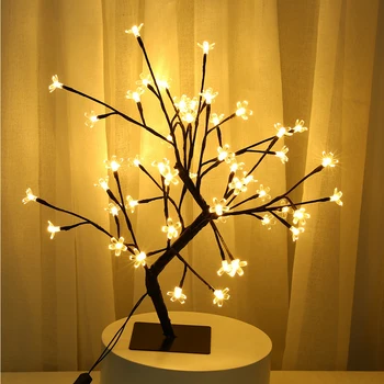 LED Kiraz Çiçeği Ağacı gece lambası masa Lambası sıcak ışık dekorasyonu Bonsai Ağacı Peri masa lambası Ev Yatak Odası için Parti Süsleme