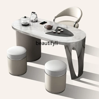 Minimalist Taş Plaka çay masası Ofis Ev Oturma Odası Balkon Kung Fu Küçük çay masası çay Sandalye Kombinasyonu