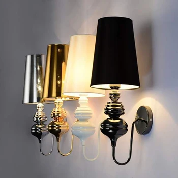 Modern Duvar lambaları Altın / Gümüş / Siyah / Beyaz Kumaş gölge Aplik Ev Dekor aydınlatma armatürü Oturma Odası Fuaye Yatak Odası Otel Duvar lambası