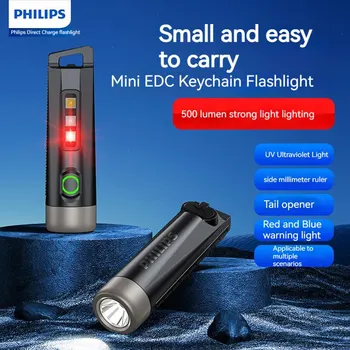 PHİLİPS YENİ EDC El Feneri LED Şarj Edilebilir Mini EDC Anahtarlık El Feneri Kamp Lambası Yürüyüş İçin Kendini Savunma