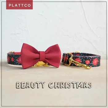 PLATTCO benzersiz tasarım köpek seti baskı Güzellik Noel desen ve yüksek kaliteli altın toka 5 boyutu PDC374YG ve PDL374YG ve PBT086