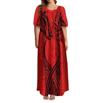 Polinezya Yaz Yüksek Kaliteli Elbise Yeni kadın Elbise Gevşek Casual Maxi Özel Vintage Tribal Stil Parti Elbise