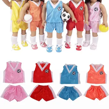 Renkli Bebek Aksesuarları Oyun Evi Fotoğraf Çekimi Futbol Spor oyuncak bebek giysileri Spor Takım Elbise Beyzbol Basketbol