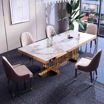 Restoran Ofis yemek masası Giriş Merkezi Su Geçirmez italyan yemek masası Otel Lobisinde Mesas De Jantar mutfak mobilyası