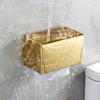 Rulo kağıt havlu tutucu Altın Paslanmaz Çelik Banyo Aksesuarları rulo kağıt raf Su Geçirmez kağıt havlu tutacağı siyah peçete kutusu