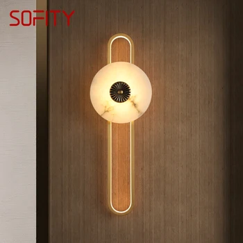 SOFİTY pirinç duvar lambası LED Modern lüks mermer aplik ışık iç dekorasyon ev yatak odası başucu oturma odası koridor