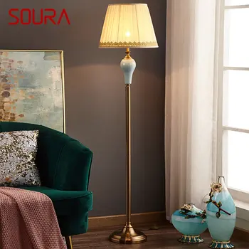 SOURA seramik zemin lambası LED karartma Modern yaratıcı amerikan moda ayakta ışık ev oturma odası yatak odası için