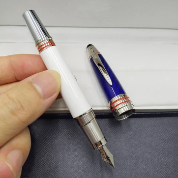 Sıcak satış Beyaz ve Mavi Karbon fiber JFK MB Tükenmez kalem / Dolma kalem ofis kırtasiye lüks Yazma tükenmez kalemler