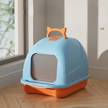 Taşınabilir Kapalı Kedi kum kabı Plastik Villa Sevimli Tasarım Splash Guard Kediler Tuvalet Hiçbir Koku Izgara Areneros Para Gato Evcil Hayvan ürünleri