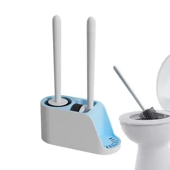 Tuvalet Scrubber Fırça Silikon Banyo Fırçası Tutucu İle Yeniden Kullanılabilir Tuvalet Temizlik Malzemeleri Silikon Kafa Temizleme Fırçası