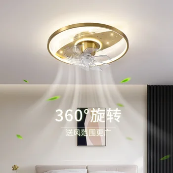 Tüm Bakır fan lambası Yatak Odası Sallayarak Kafa Tavan Elektrikli fan lambası Basit Modern Ev Restoran Fan Tarzı Tavan Lambası İnt