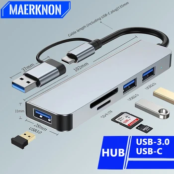 USB Hub 3.0 Tip C USB 3.0 dok istasyonu Çoklu USB Splitter Güç Adaptörü 4/7 Bağlantı Noktası RJ45 4K MacBook Pro laptop Aksesuarları